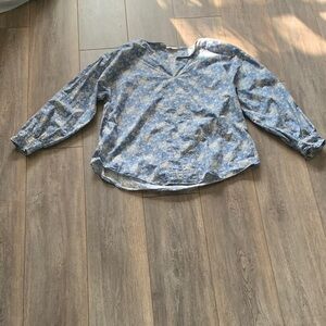 ANN MASHBURN Blue Floral Blouse